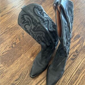 Jeffrey Campbell Black Embroidered Heeled Boots